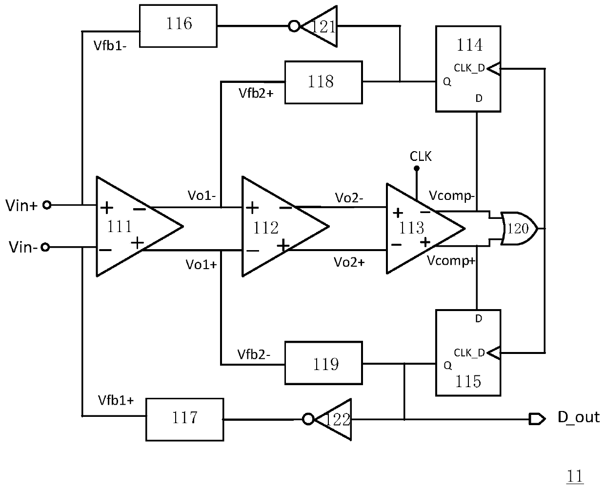 Continuous third-order sigma-delta modulator circuit based on active resistor-capacitor integrator