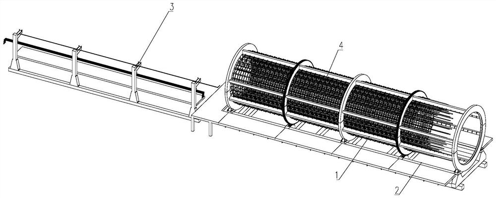 Rolling type cylindrical hollow pier reinforcement cage binding jig frame