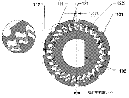 Zero-tooth-difference internal gear pair transmission mechanism with planetary gear elastic deformation ring