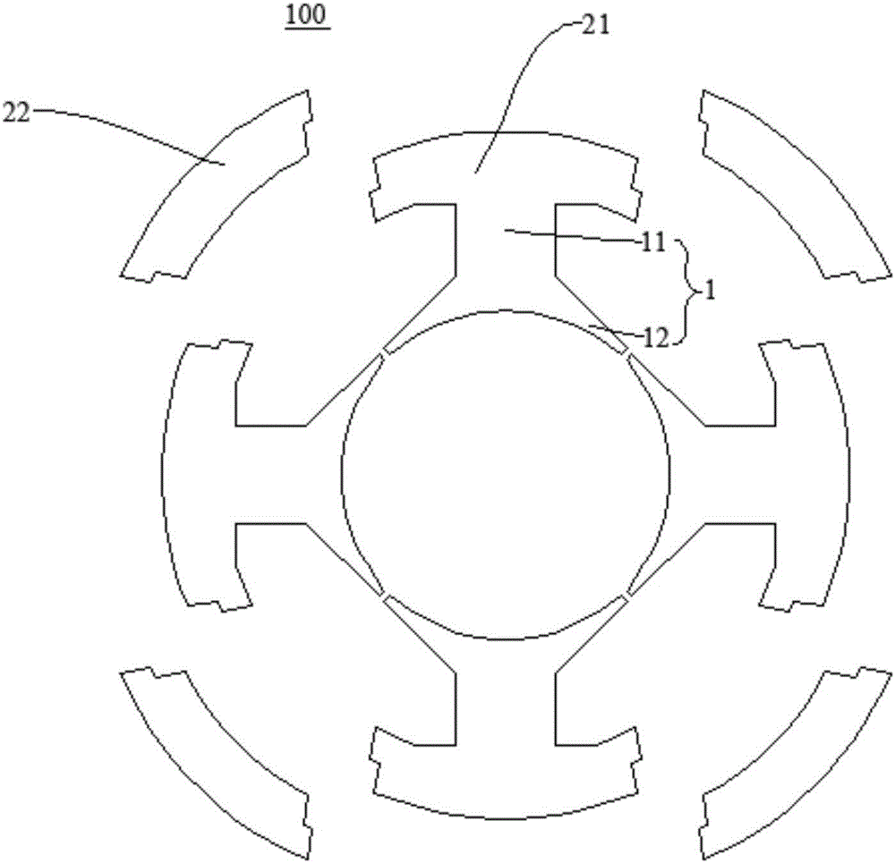 Stator of single phase direct current motor for fan, single phase direct current motor and fan