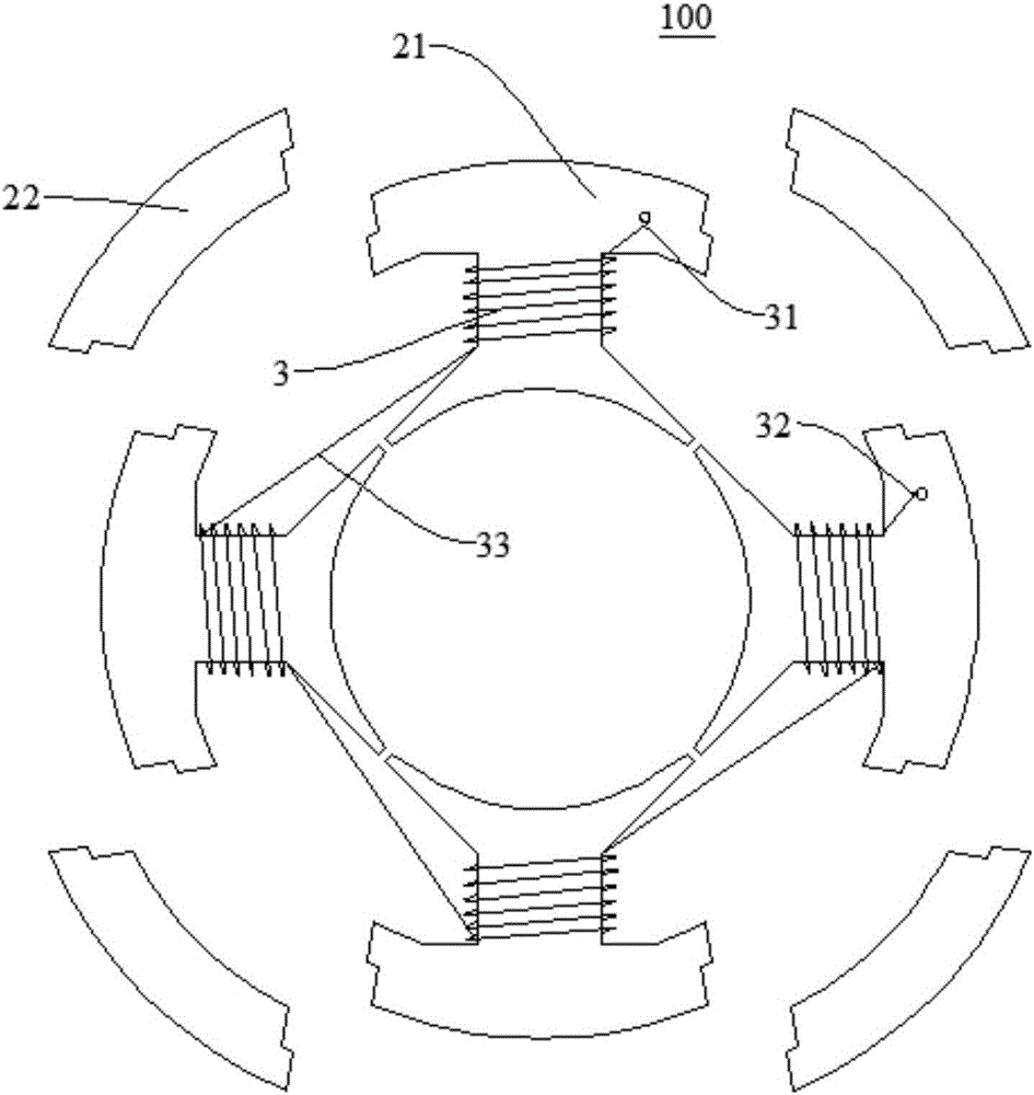 Stator of single phase direct current motor for fan, single phase direct current motor and fan