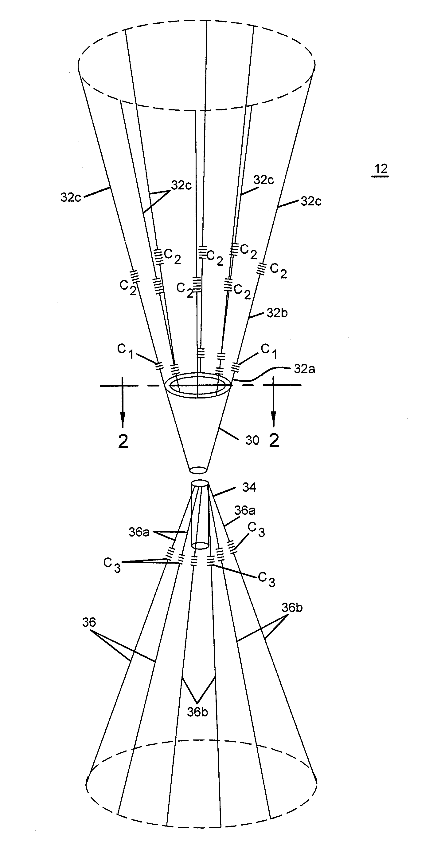 Biconical antenna assembly