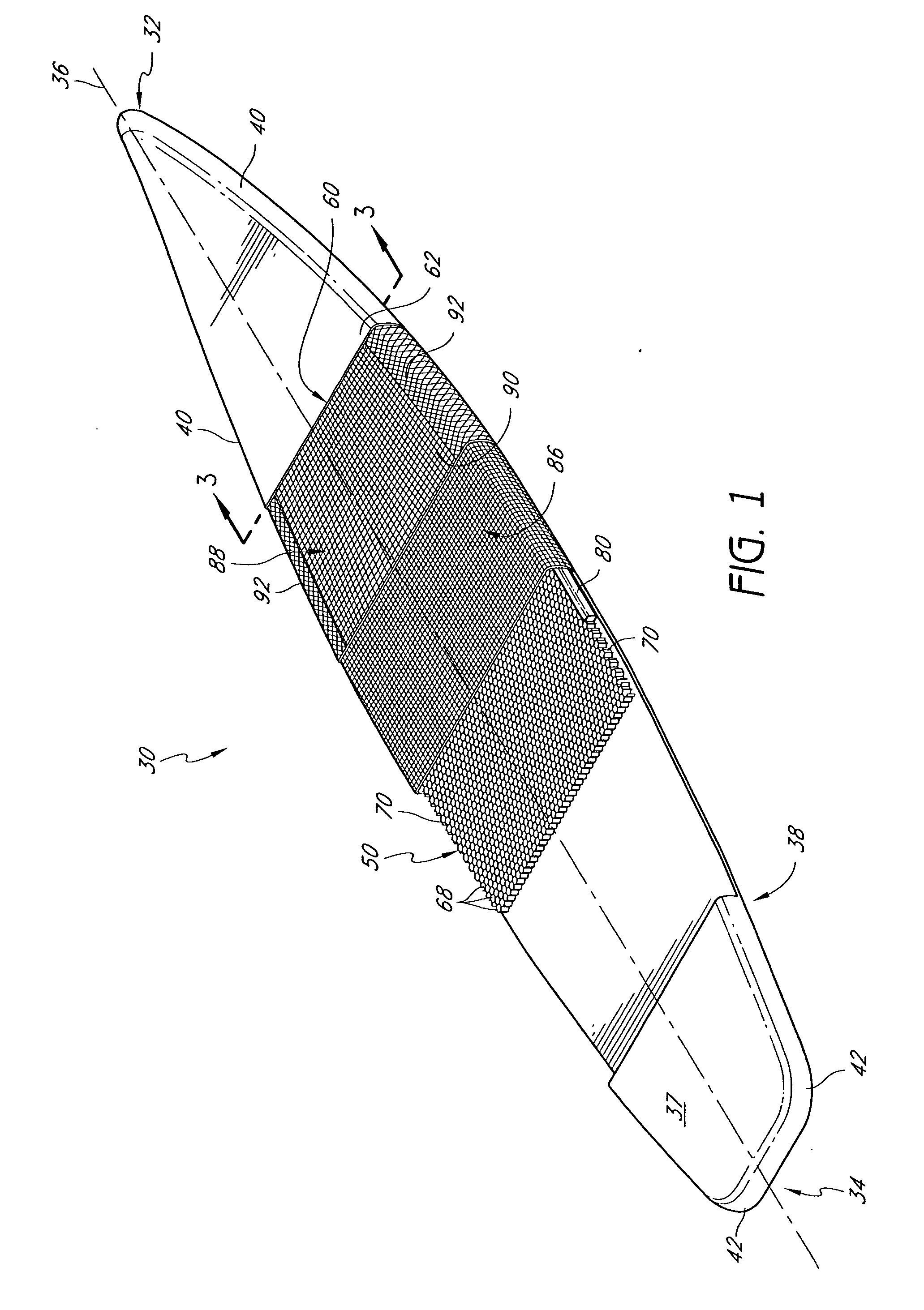 Surfboard having a honeycomb core