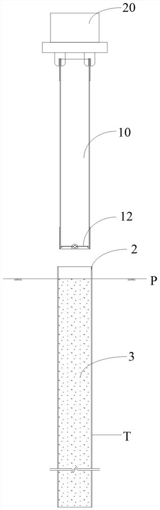 Soil taking device and application construction method thereof