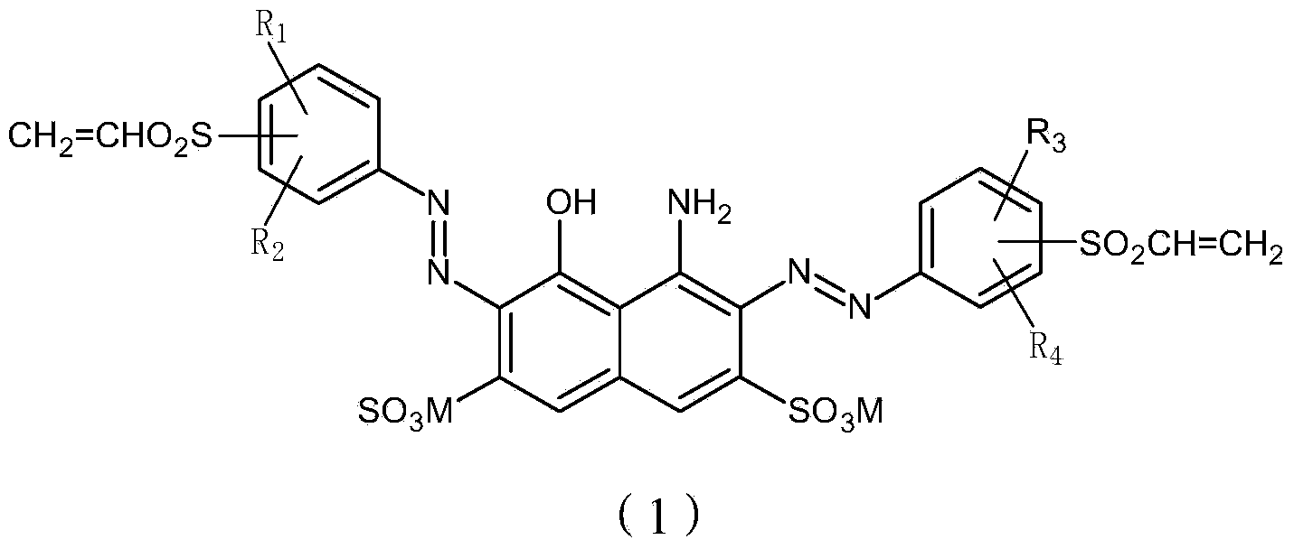 Low-temperature composite activated black dye and application thereof