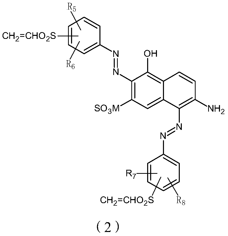 Low-temperature composite activated black dye and application thereof