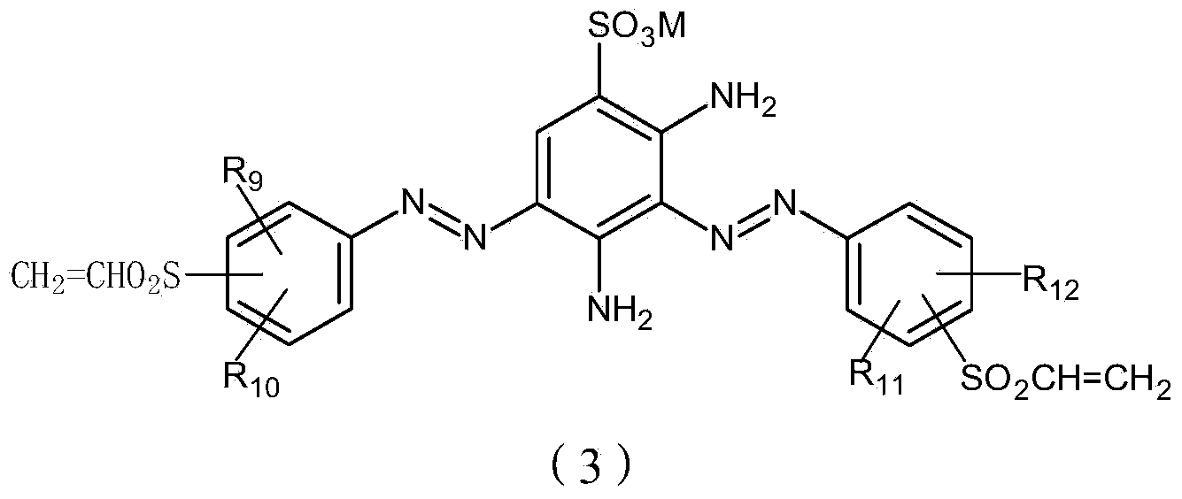 Low-temperature composite activated black dye and application thereof