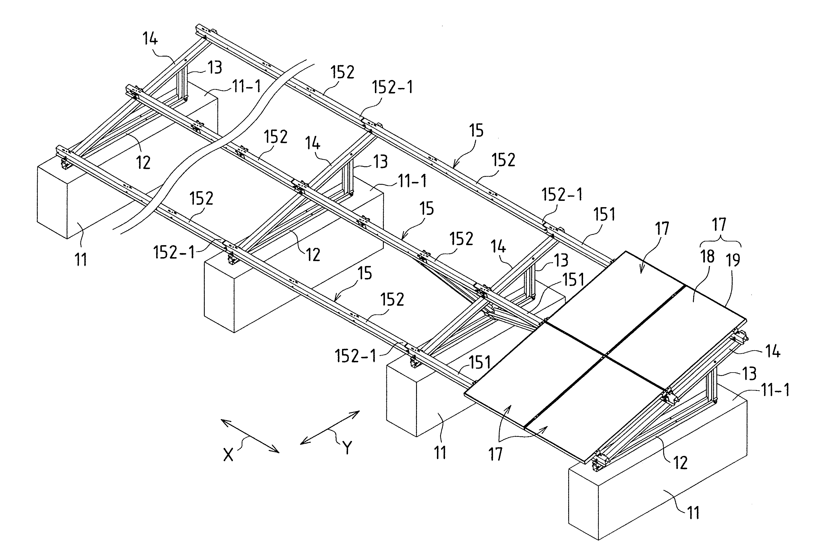 Structure installation rack, method for installing the same, structure connecting structure, connection member and method for installing this structure connecting structure, and solar cell system