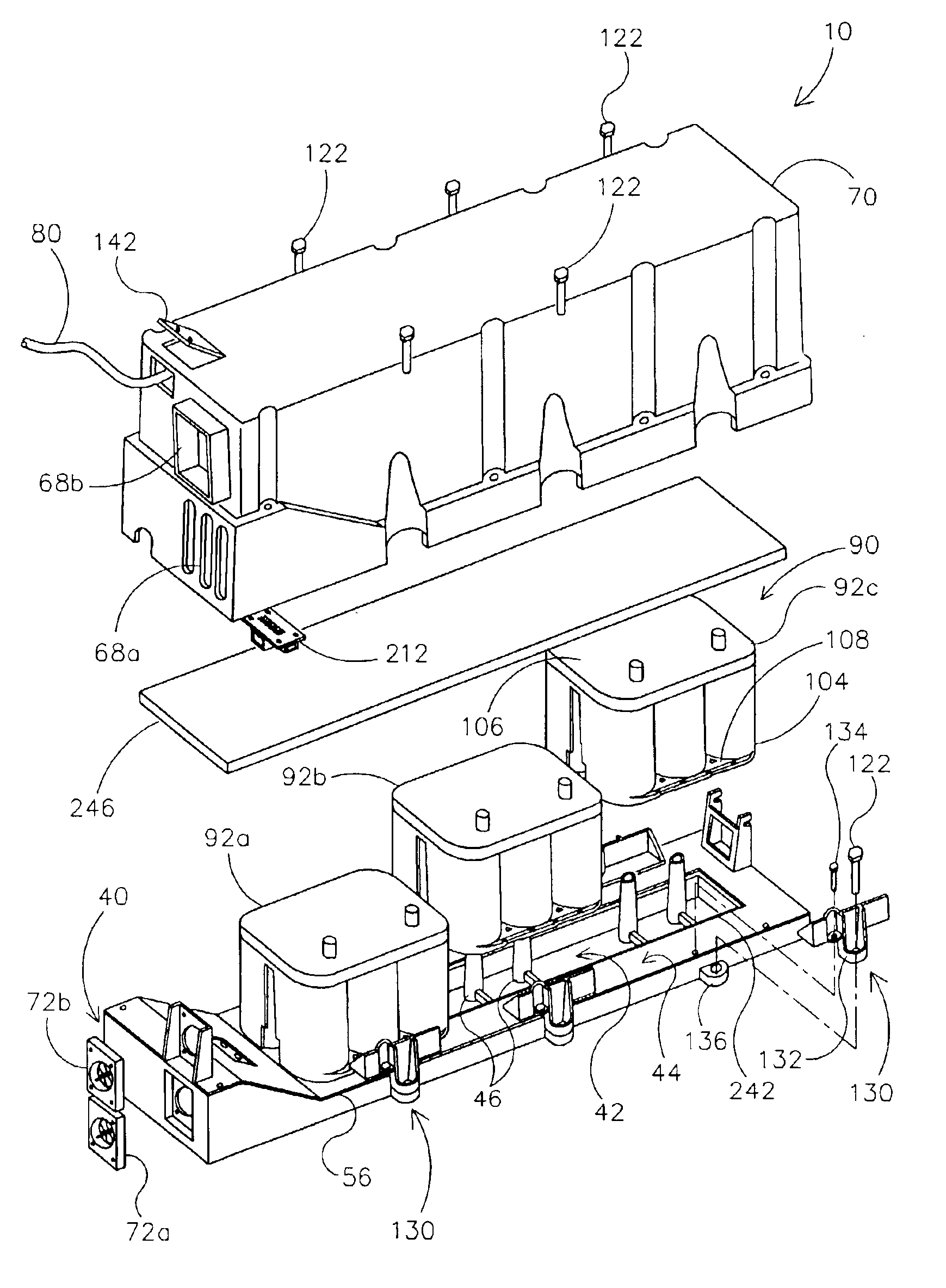 Heat and gas exchange system for battery