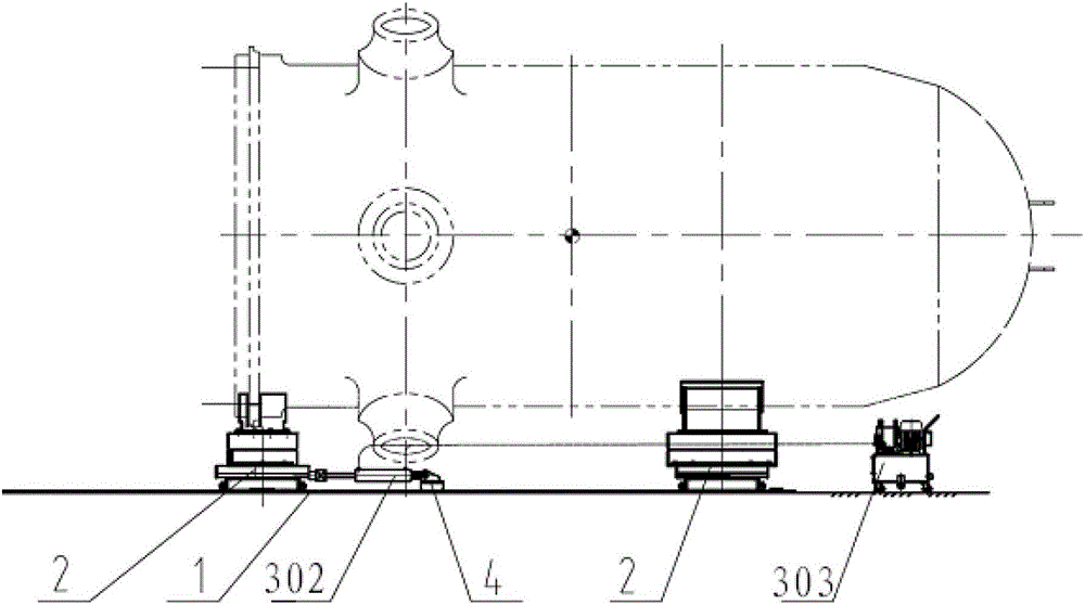 A heavy equipment transfer system with curved track transportation