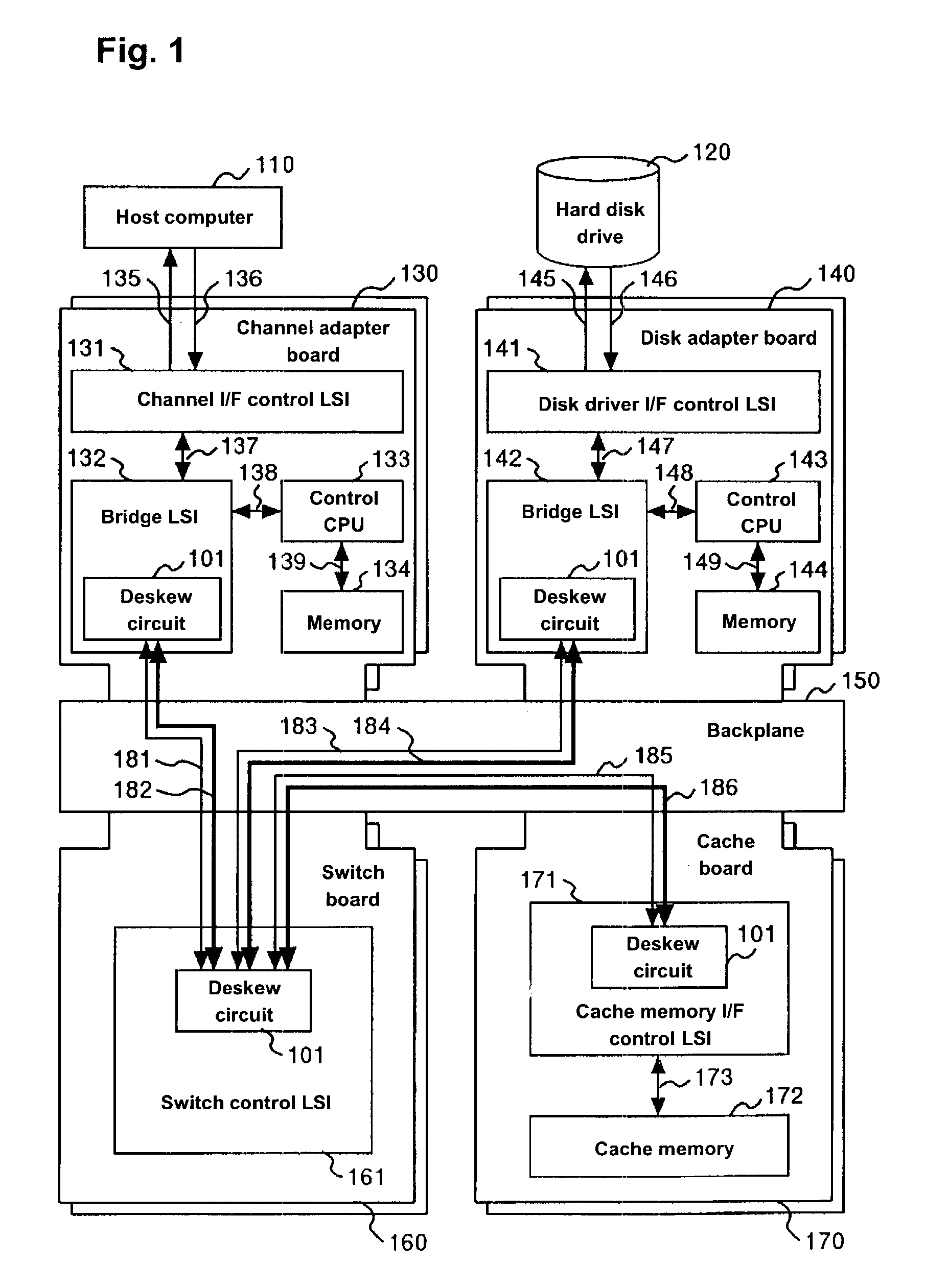 Deskew circuit and disk array control device using the deskew circuit, and deskew method