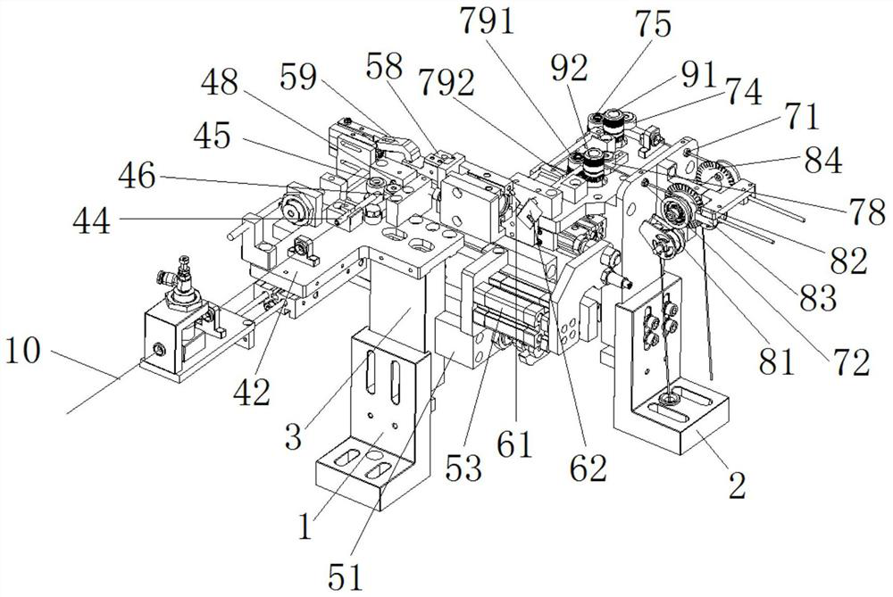 Transformer double-color sleeve feeding and threading structure and production process thereof