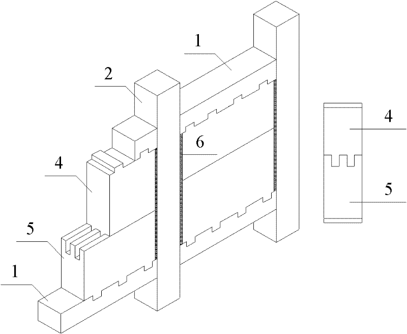 Multi-ribbed composite wallboard internally provided with special-shaped filling building blocks