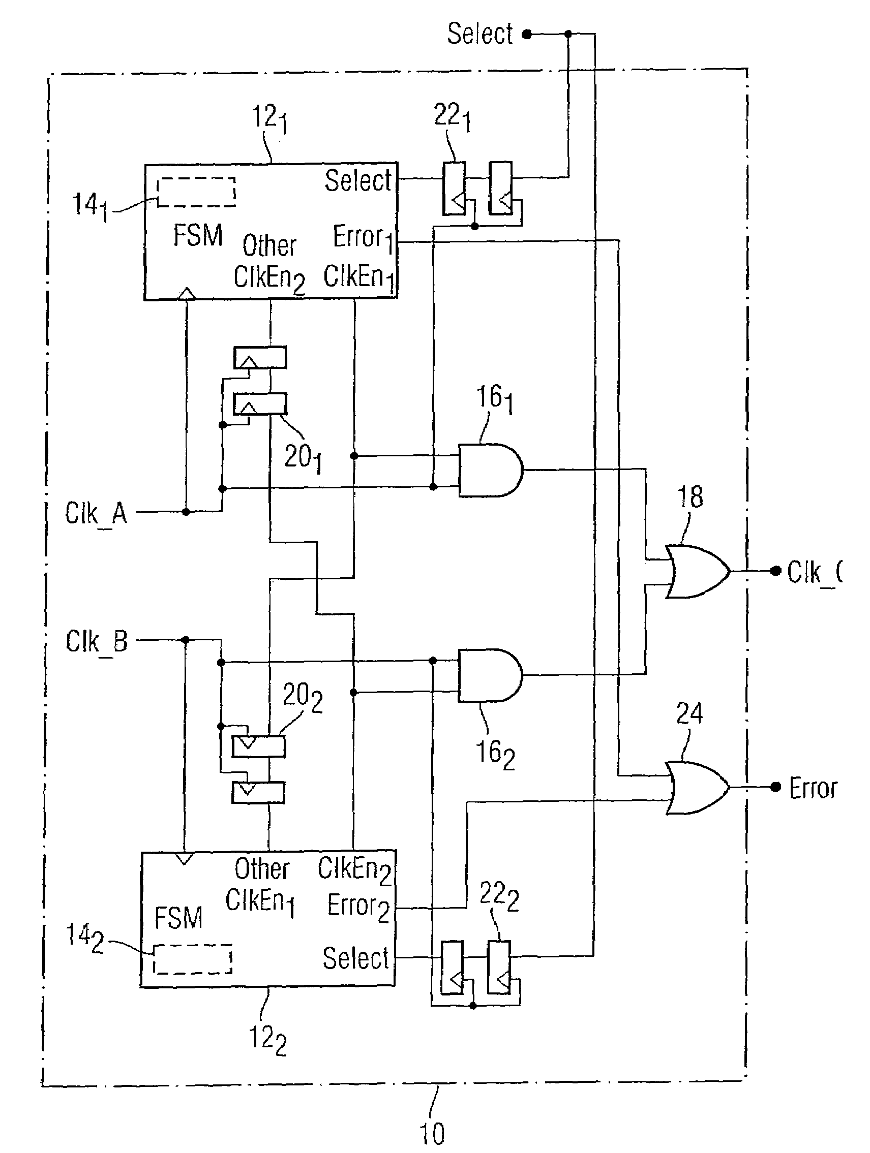 Digital clock switching means