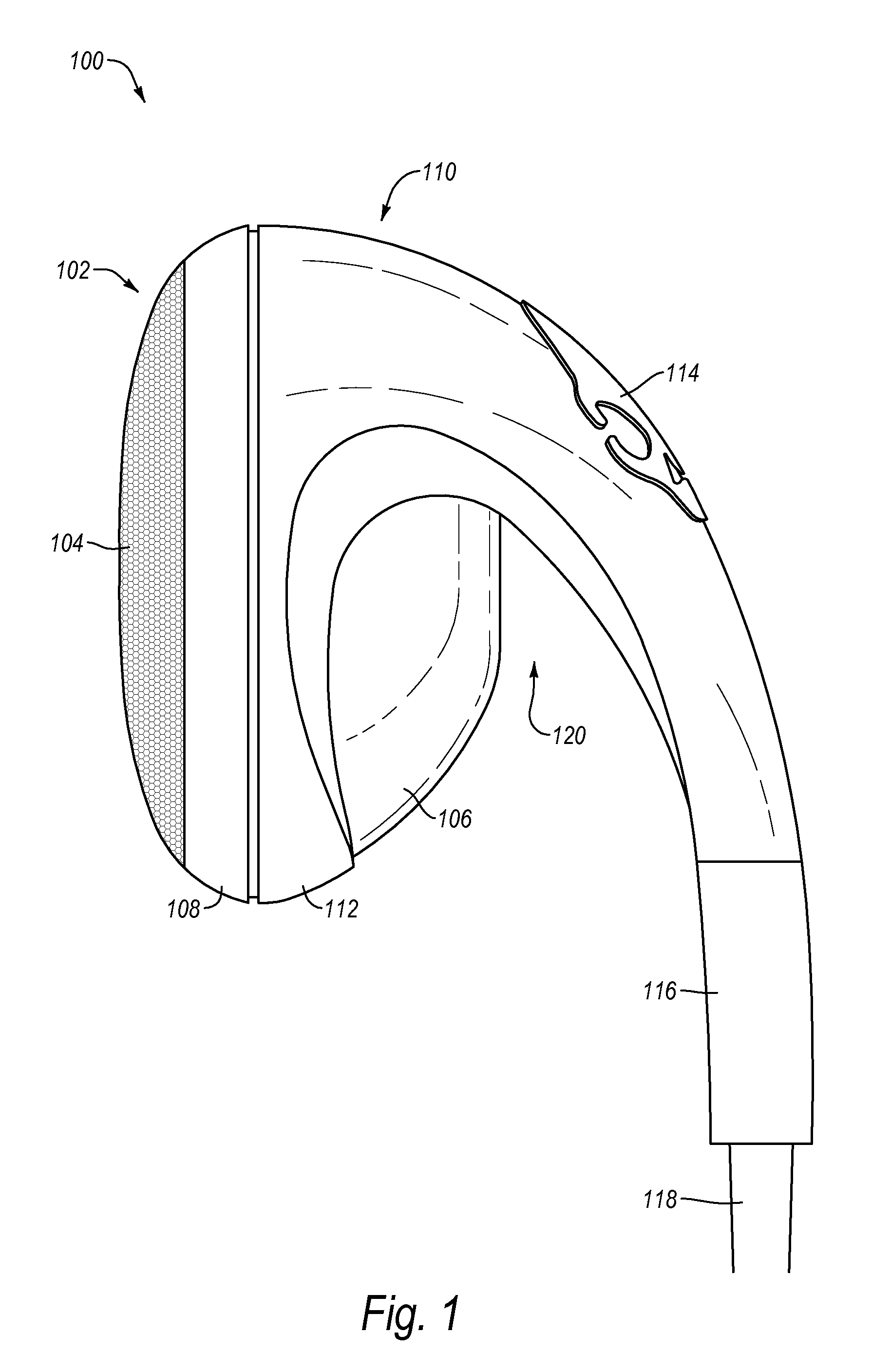 Audio ear bud headphone with extended curvature