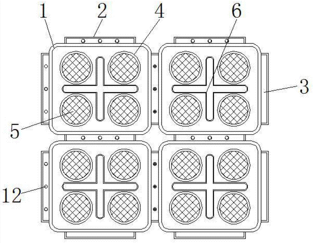 Side-turning-prevention ecological floating plate for riverway sewage treatment