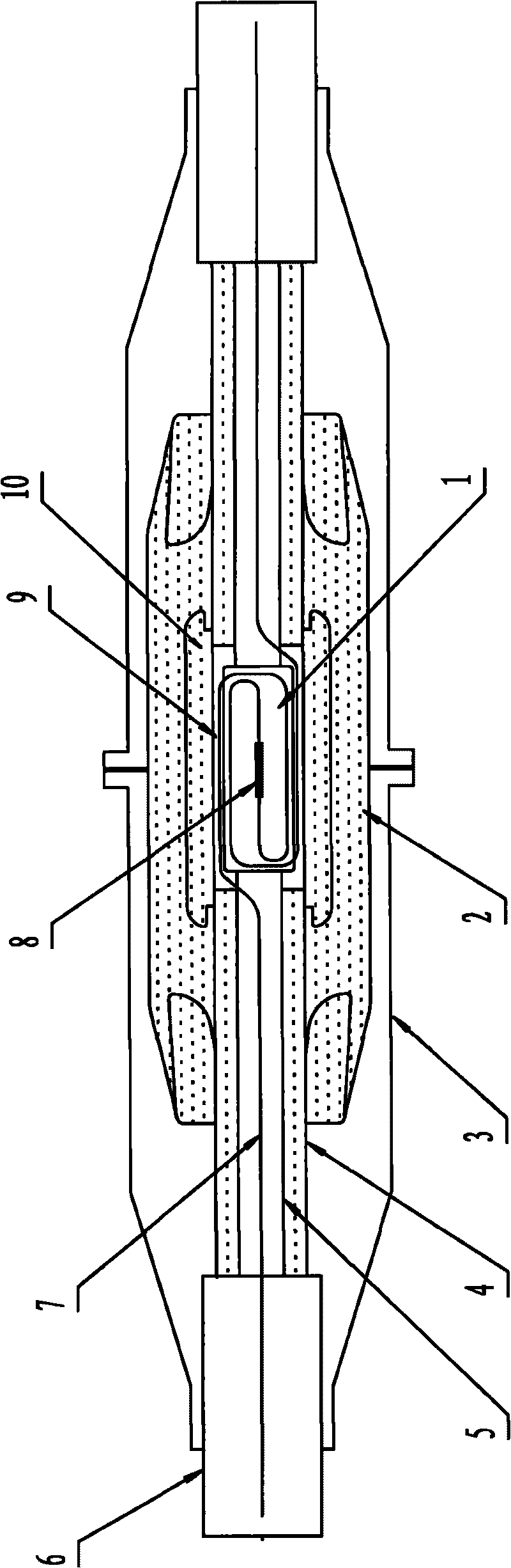 Application of composite power cable connection box with optical fiber arranged in center of conductor