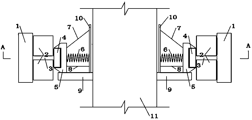 Rotating type self-reset bridge pier anti-collision guardrail structure