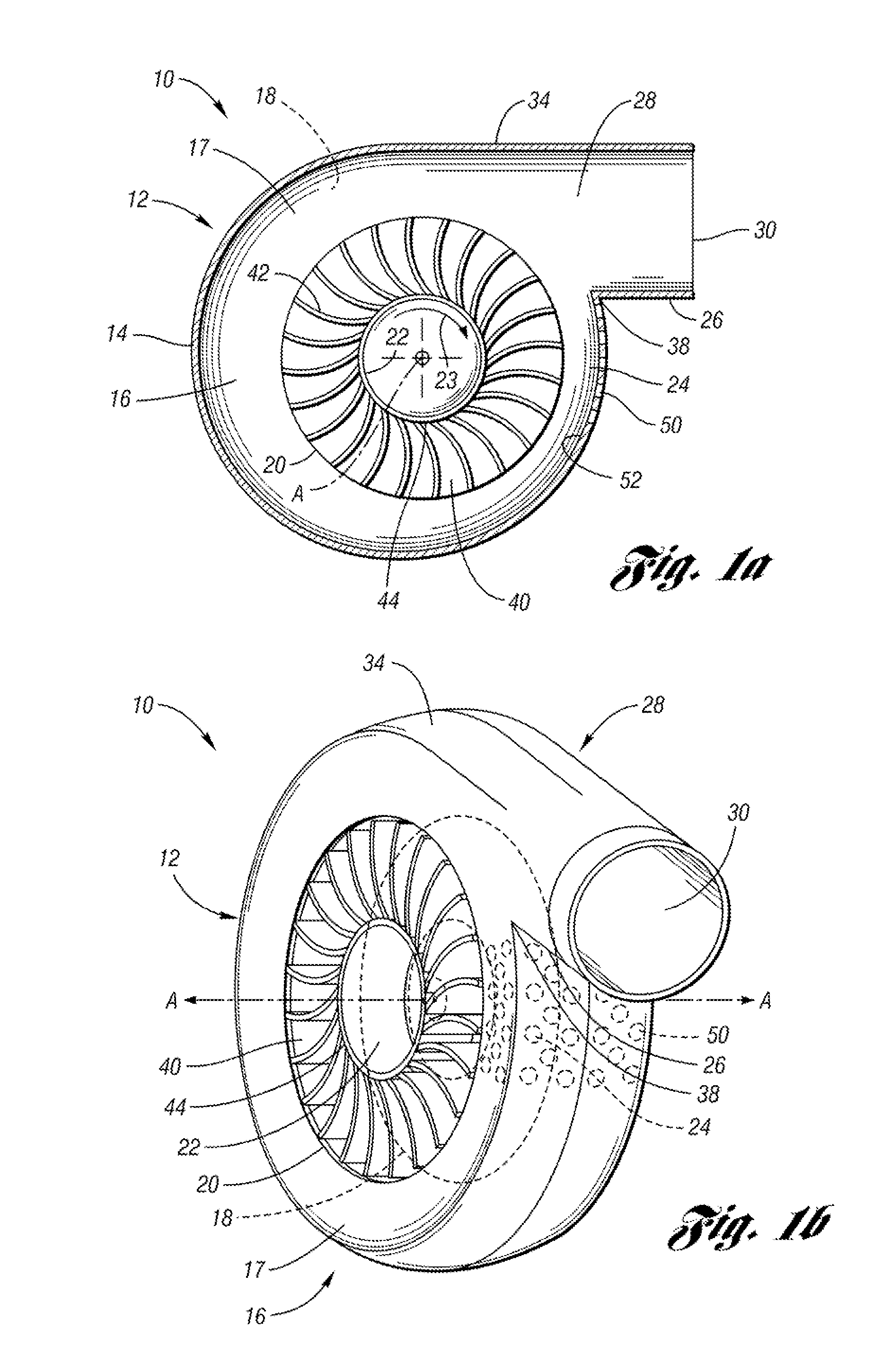 Reduction of flow-induced noise in a centrifugal blower