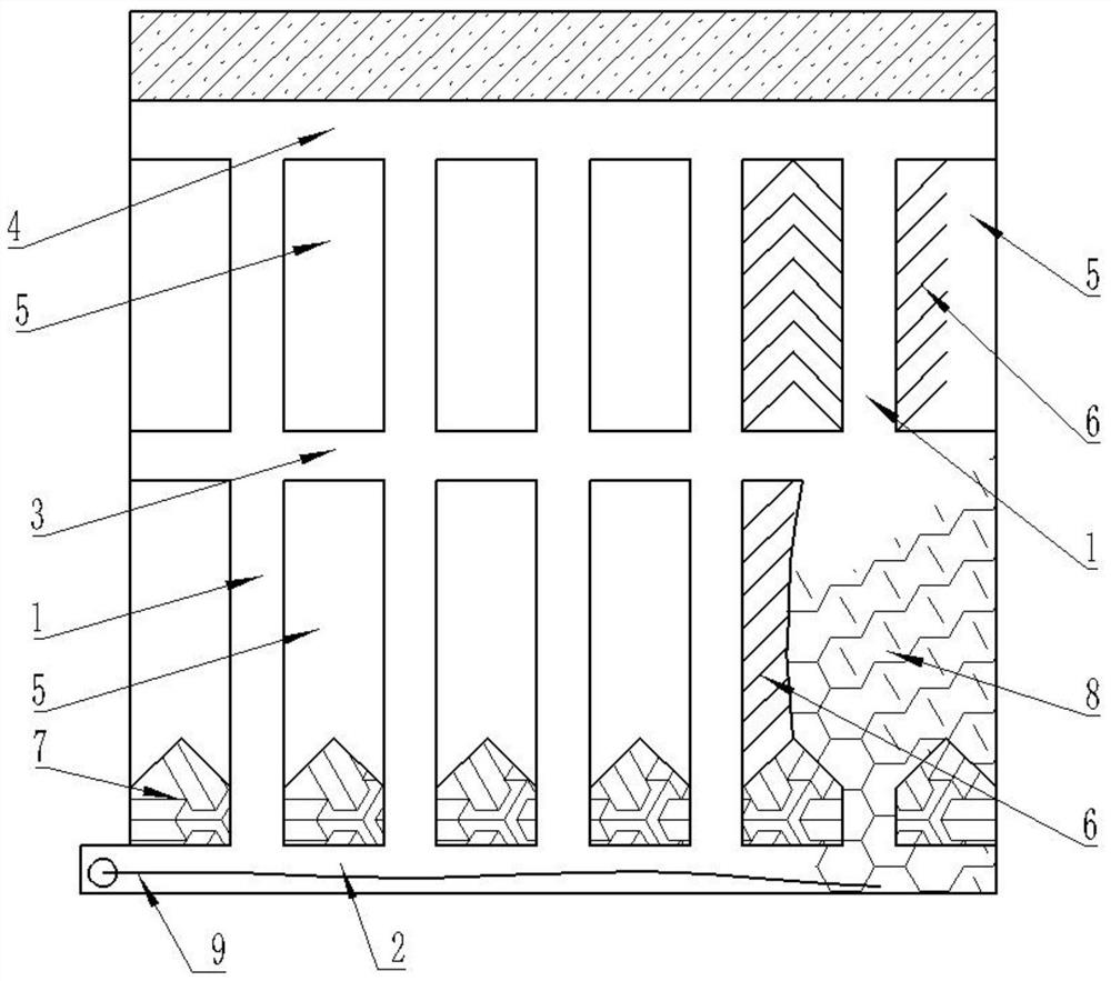 Steep inclined ore body inclined courtyard strip mining method