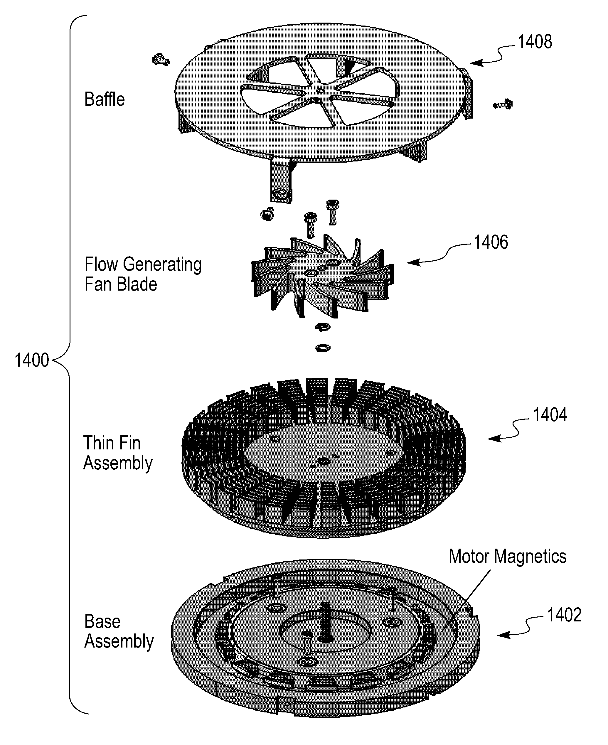 Heat transfer device in a rotating structure