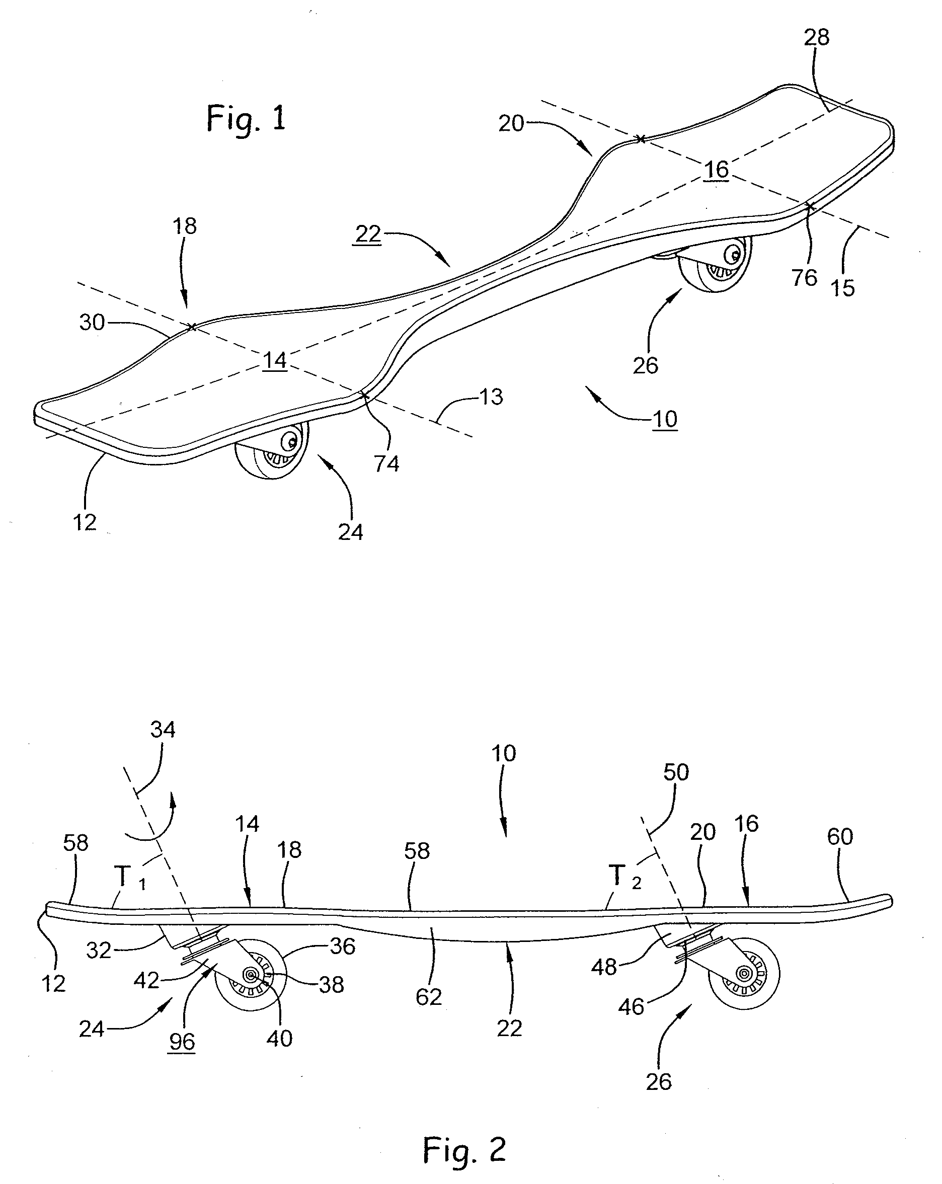 One piece flexible skateboard