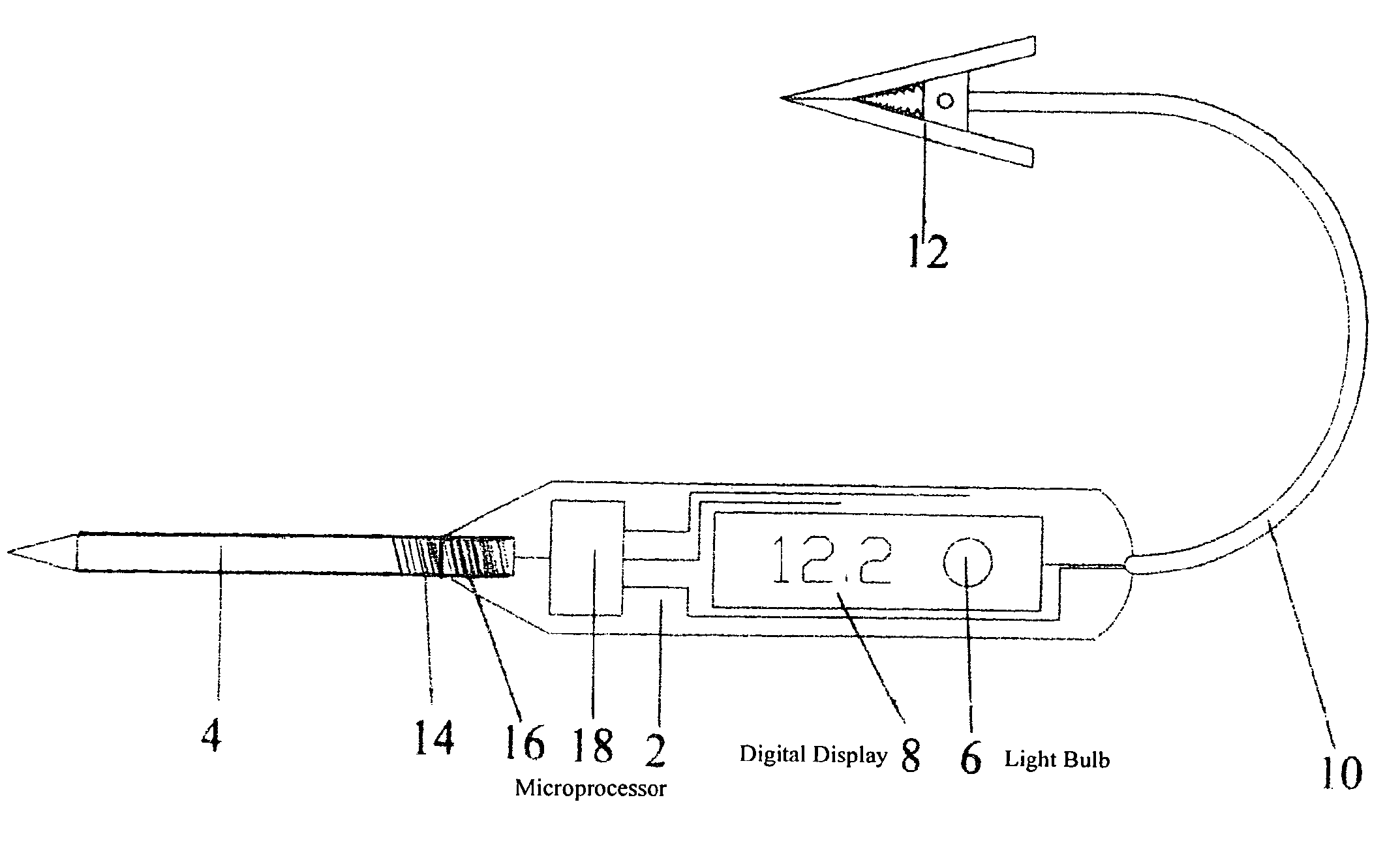 Quick reference test light probe with digital voltage meter