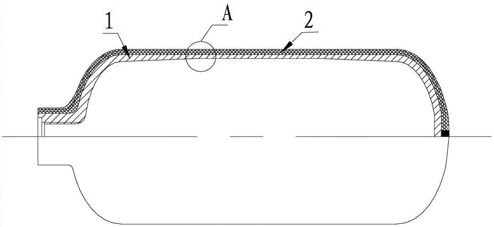 Glass fiber all-winding aluminum liner composite cylinder and manufacturing process thereof