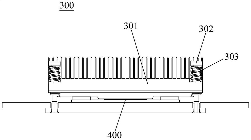 Cooling fin fixing mechanism of chip, cooling device and installation method of cooling fin fixing mechanism