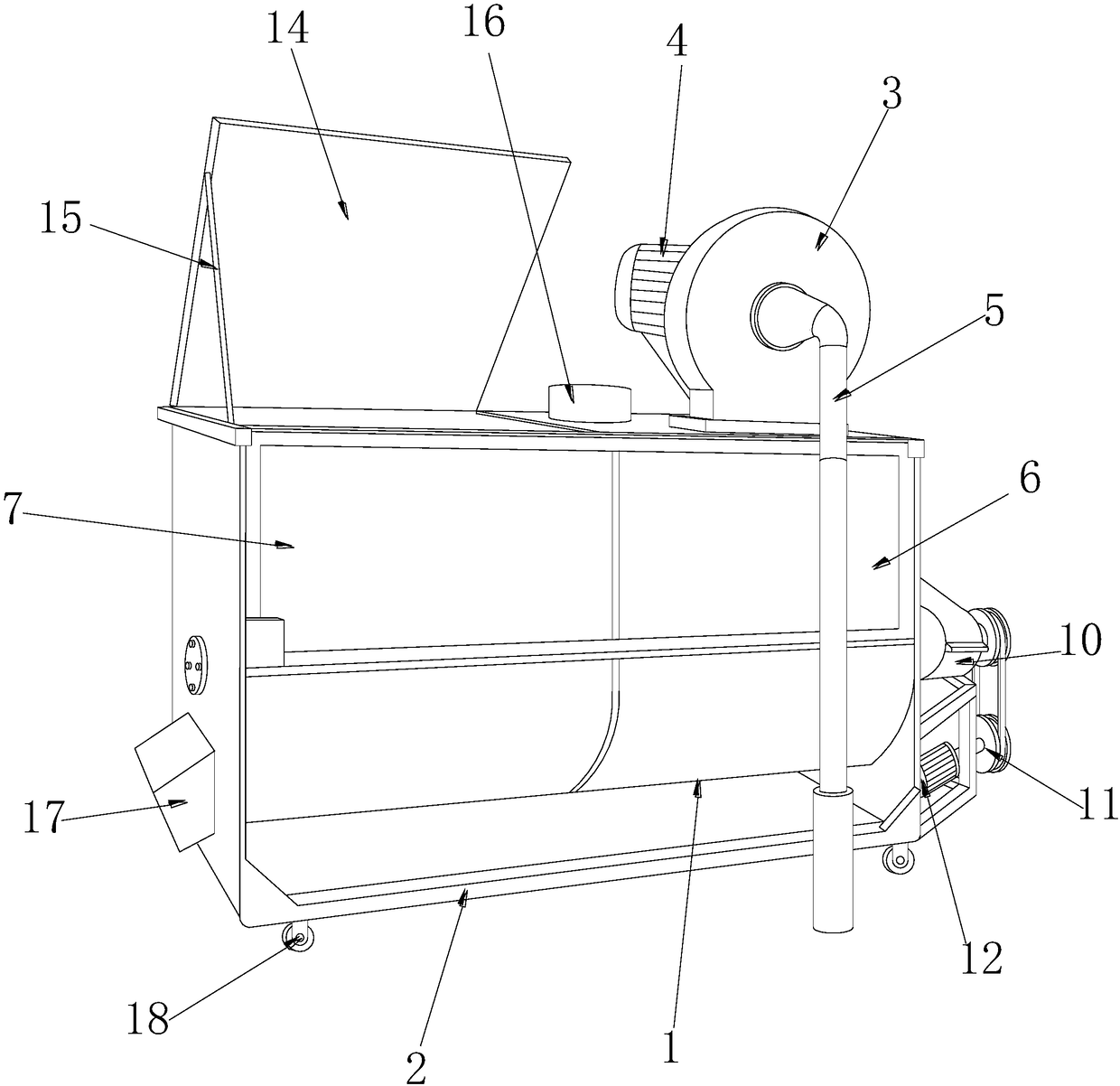 Self-sucking horizontal type feed smashing and stirring machine