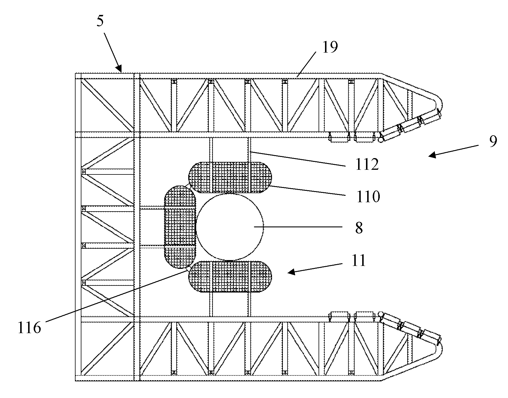 Protective device used for draught fan marine transportation and transportation installation system including the same