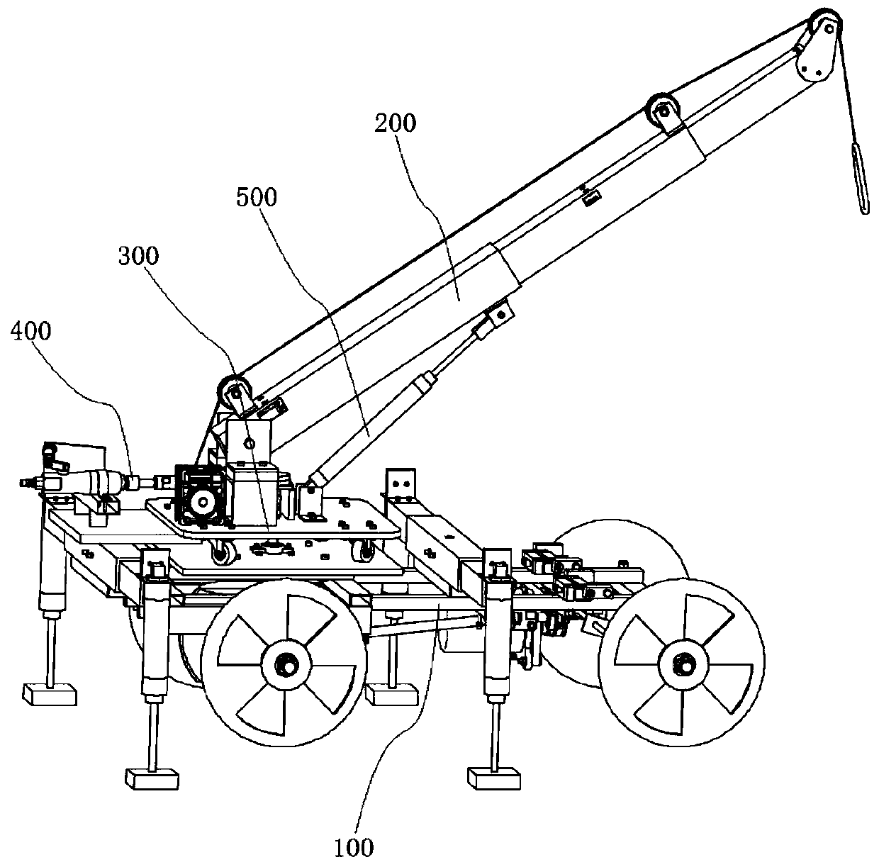 A pneumatic truck crane for principle demonstration