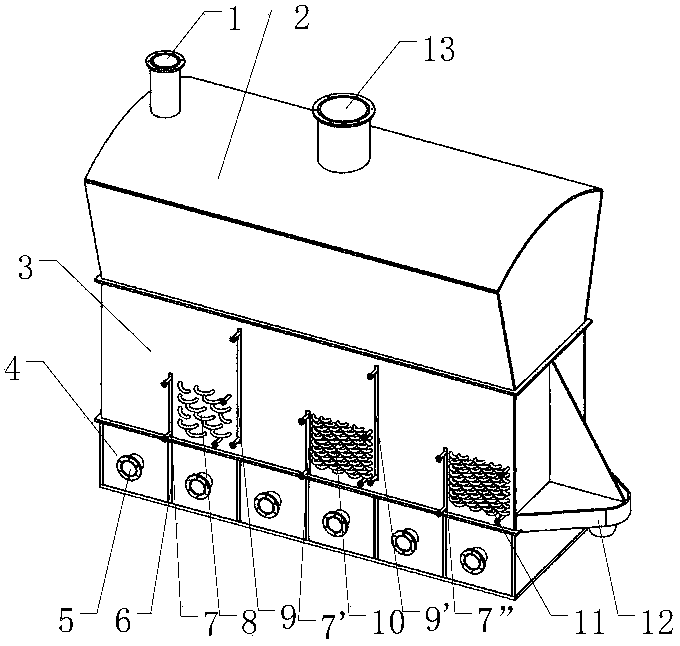 Non-uniform air distribution interconnected fluidized bed drying device