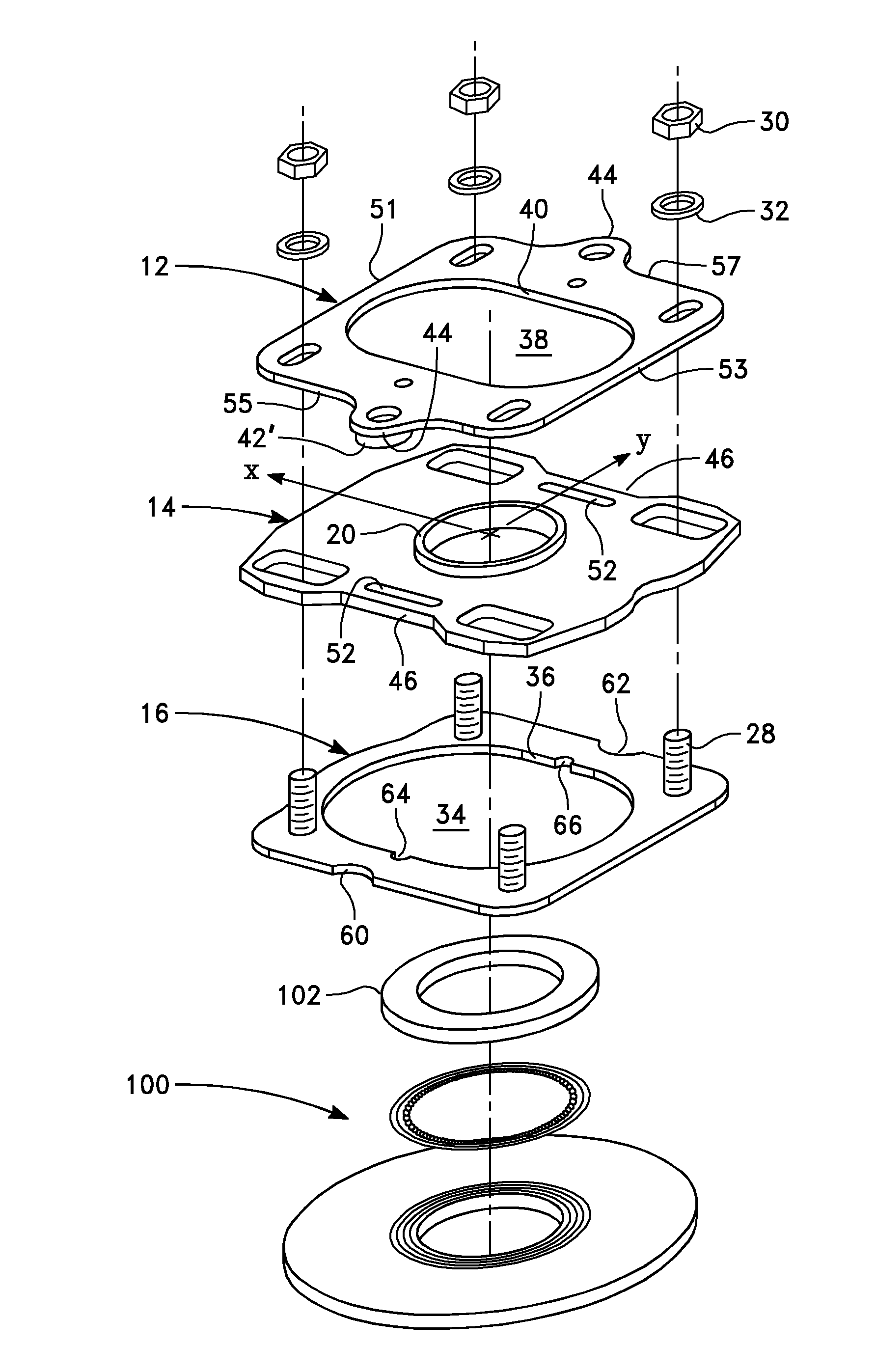 Plates allowing adjustment of caster and camber