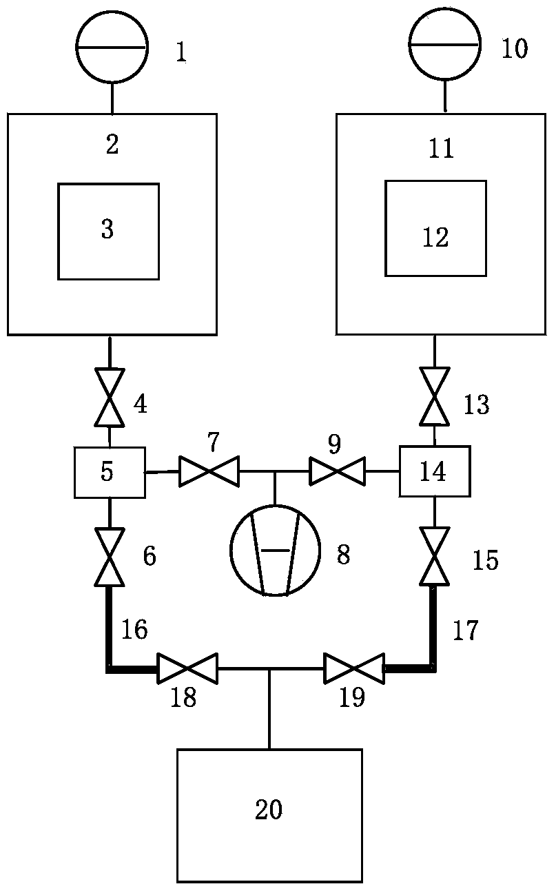 Positive pressure leakage hole calibration device and method based on static accumulation attenuation comparison method