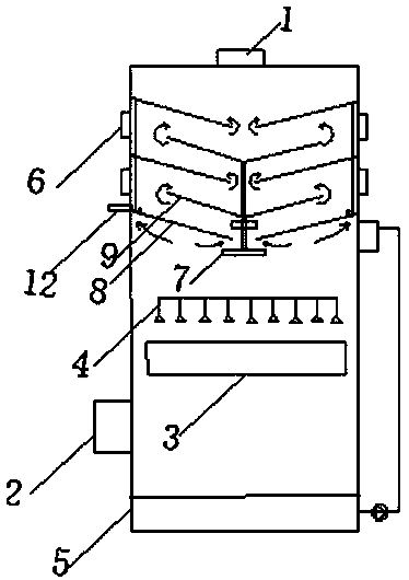 A cooling tower with water mist treatment device