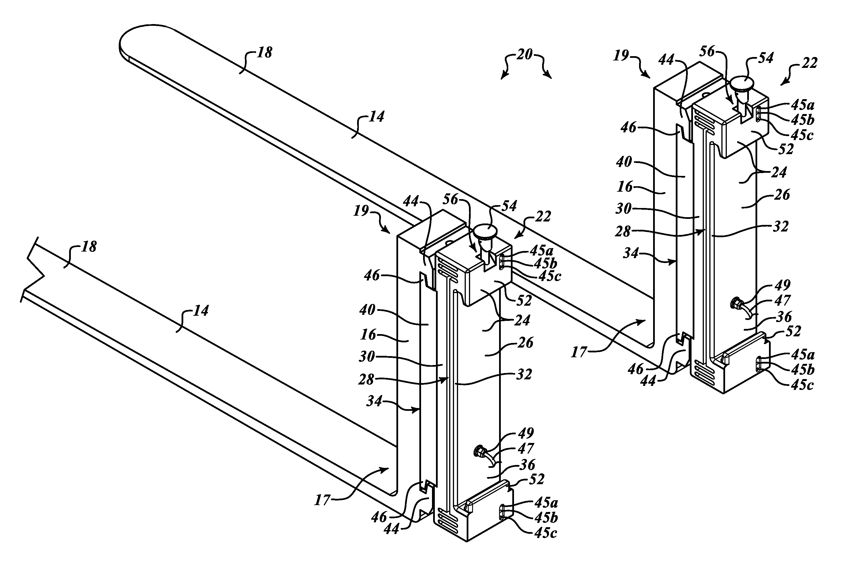 Forklift scale, load cell thereof and method of measuring a forklift load