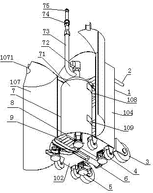 Quick dismounting-mounting low-temperature heptafluoropropane pipe-network-free fire extinguishing device