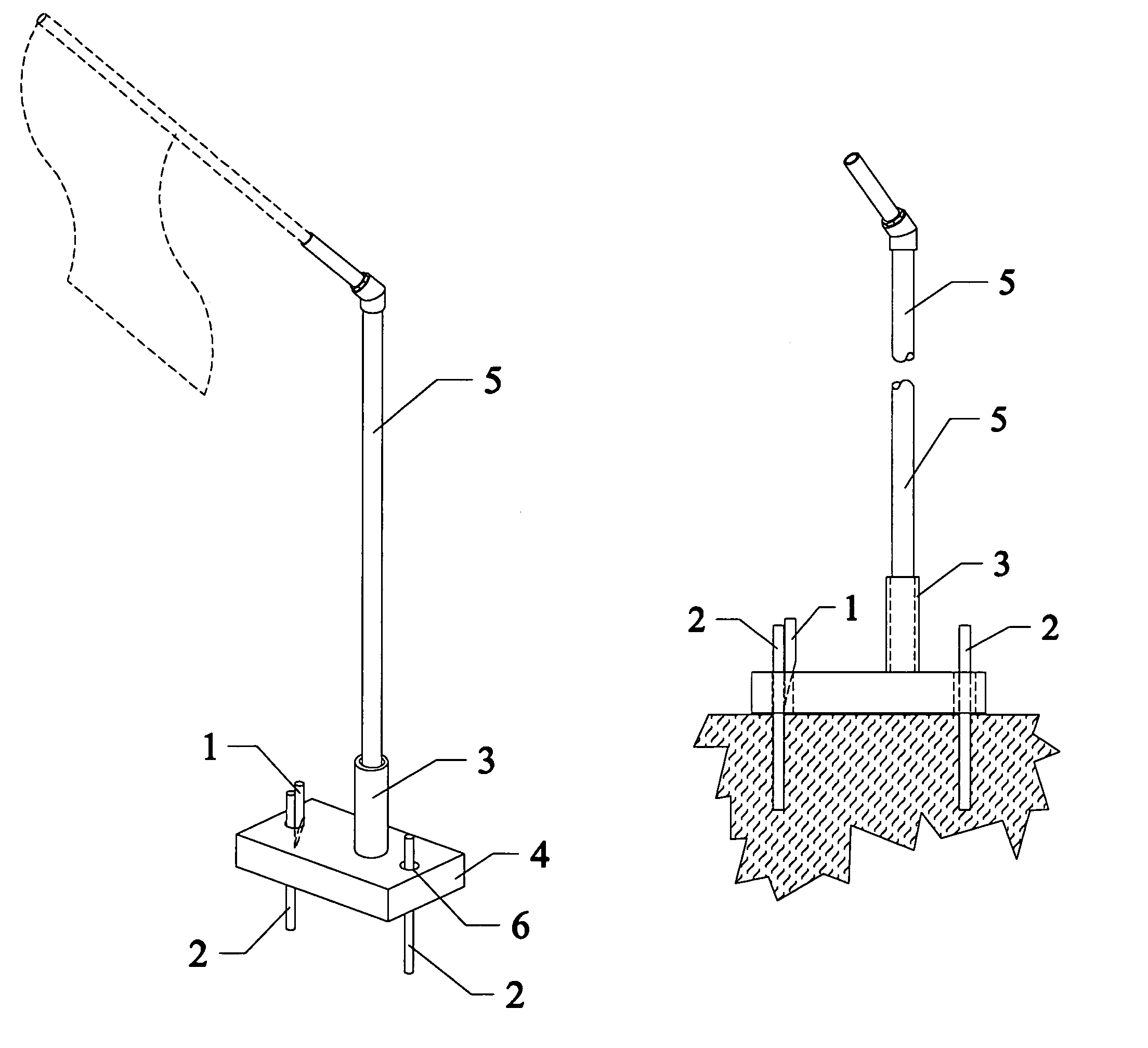 Flag or umbrella support pole