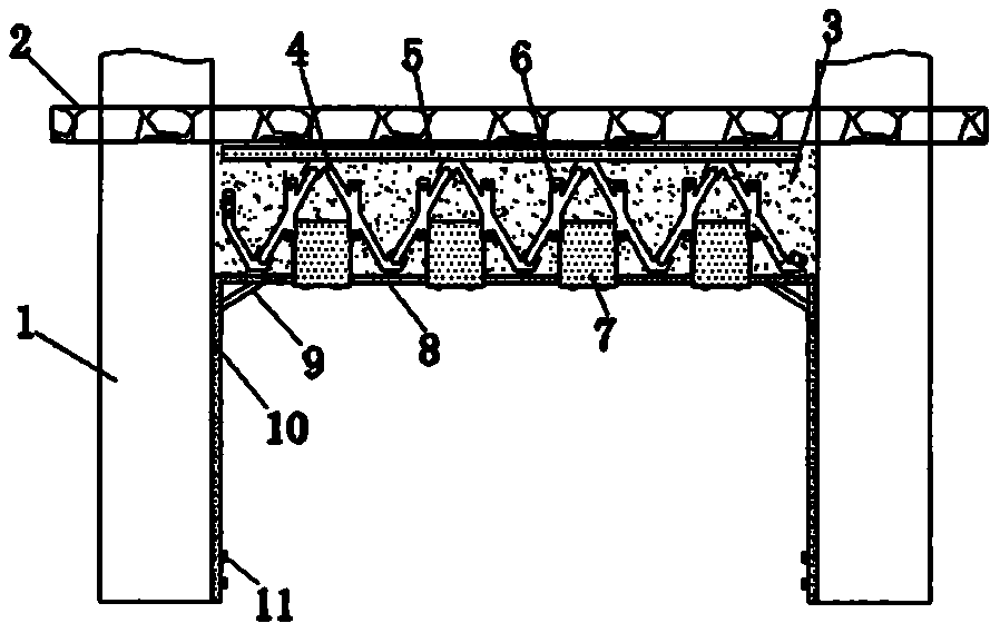 Prefabricated checkered plate steel truss reinforced reinforced concrete frame beam structure