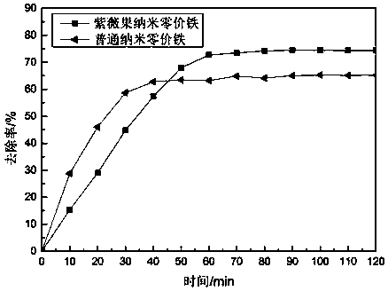 Method for preparing nanometer zero-valent iron with slow release effect by lagerstroemia indica