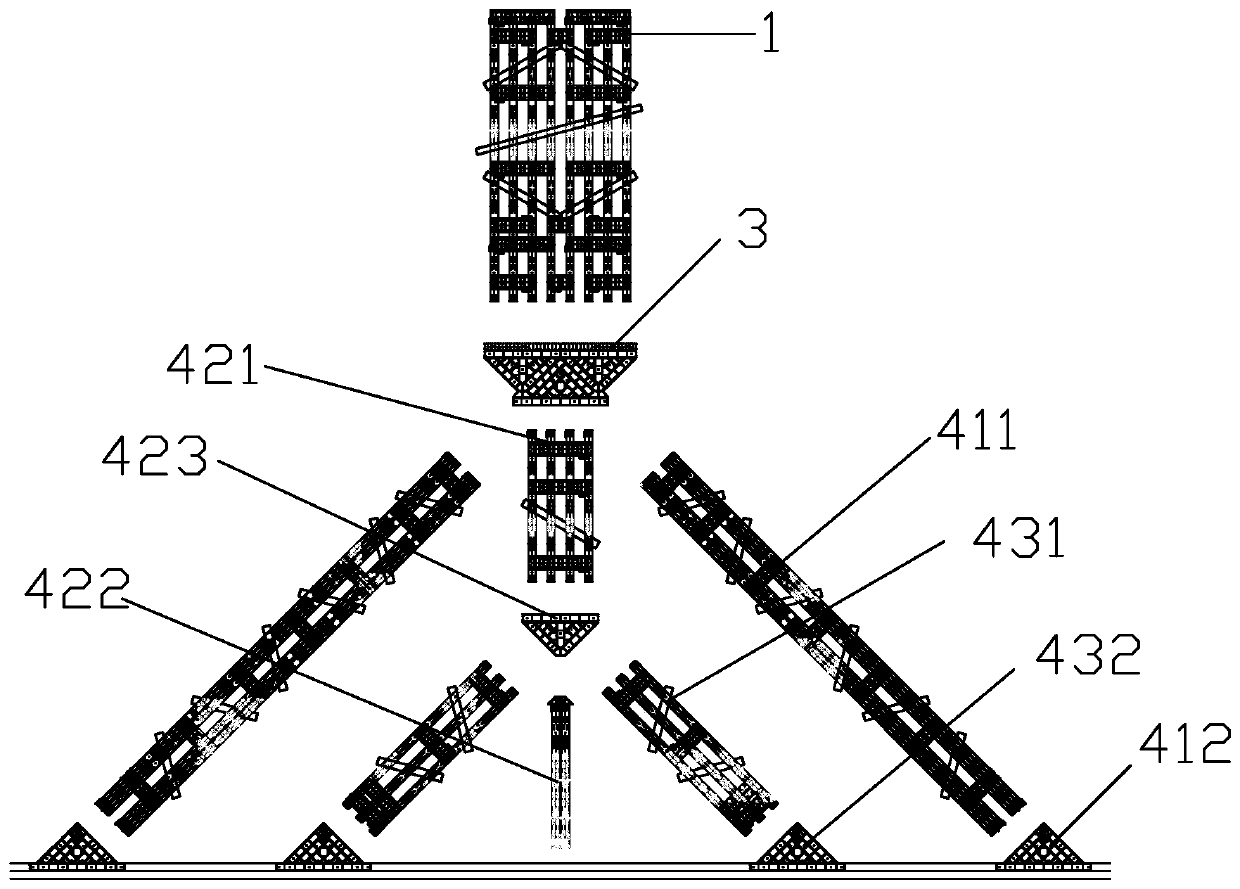 Section steel support composite splayed system for deep foundation pit