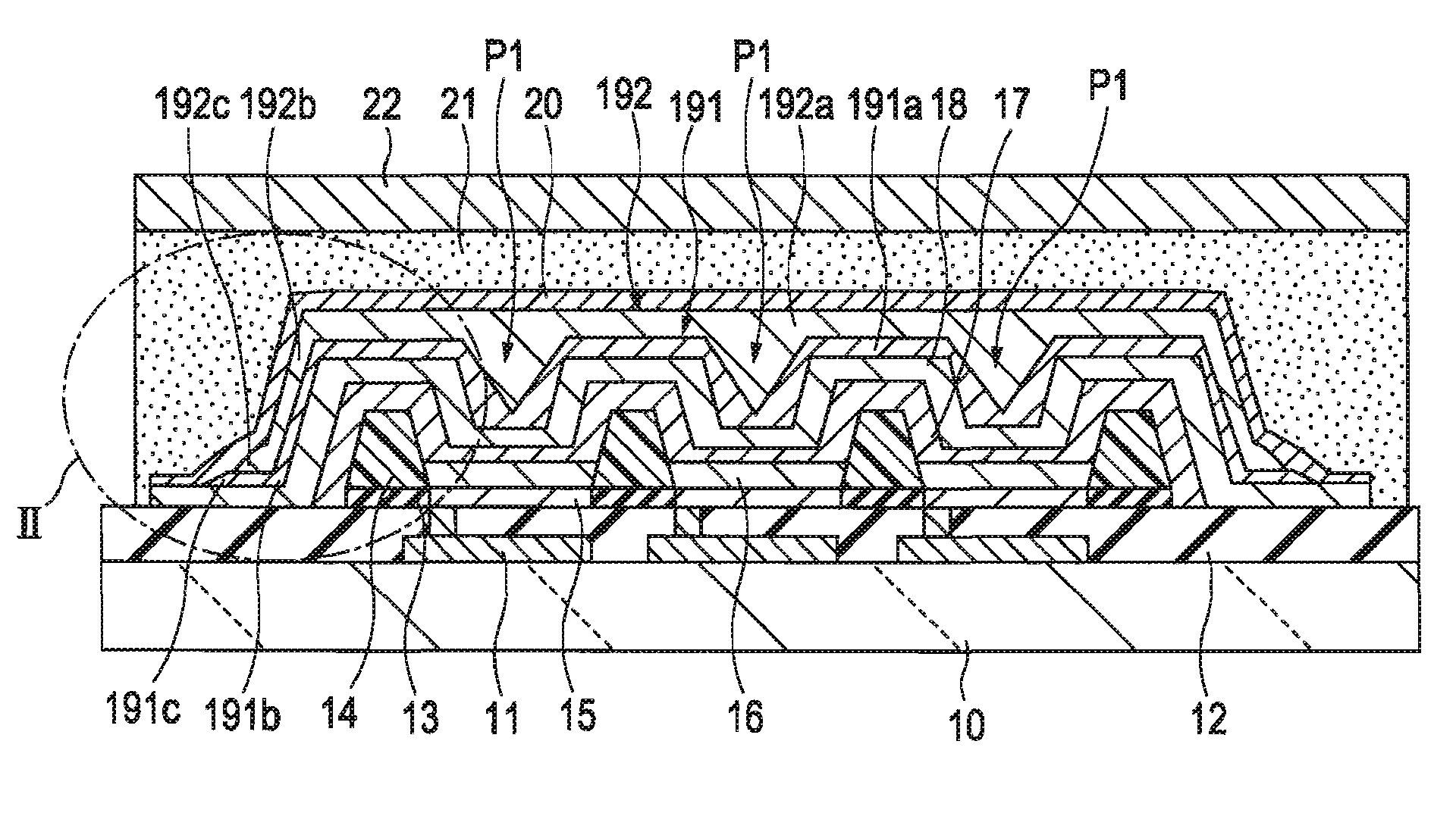 Light-emitting device for sealing light-emitting elements and electronic apparatus