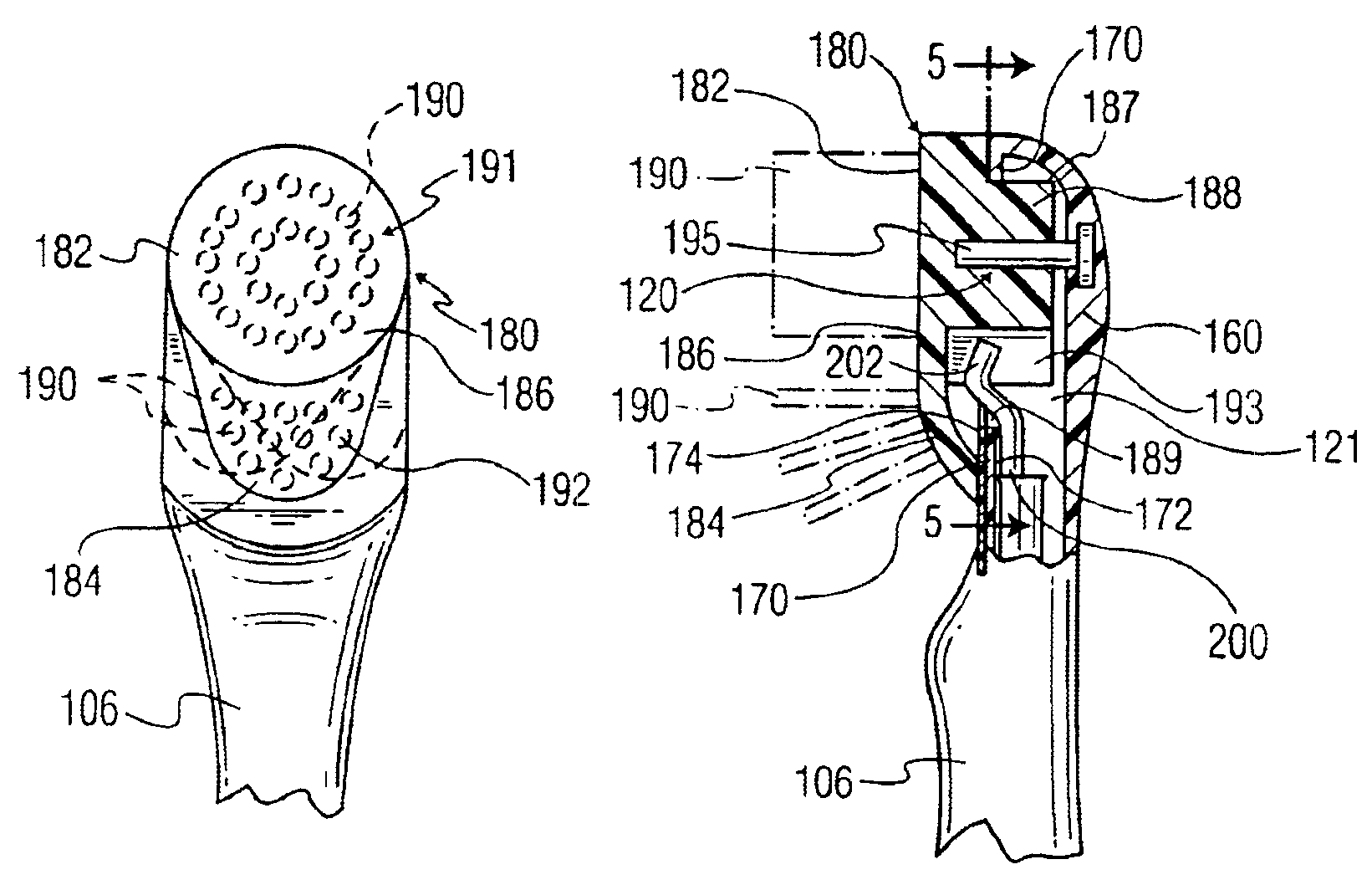 Brush section for a powered toothbrush