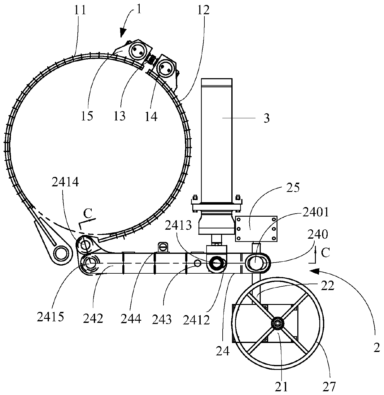 Anchor winch penetrating type belt brake