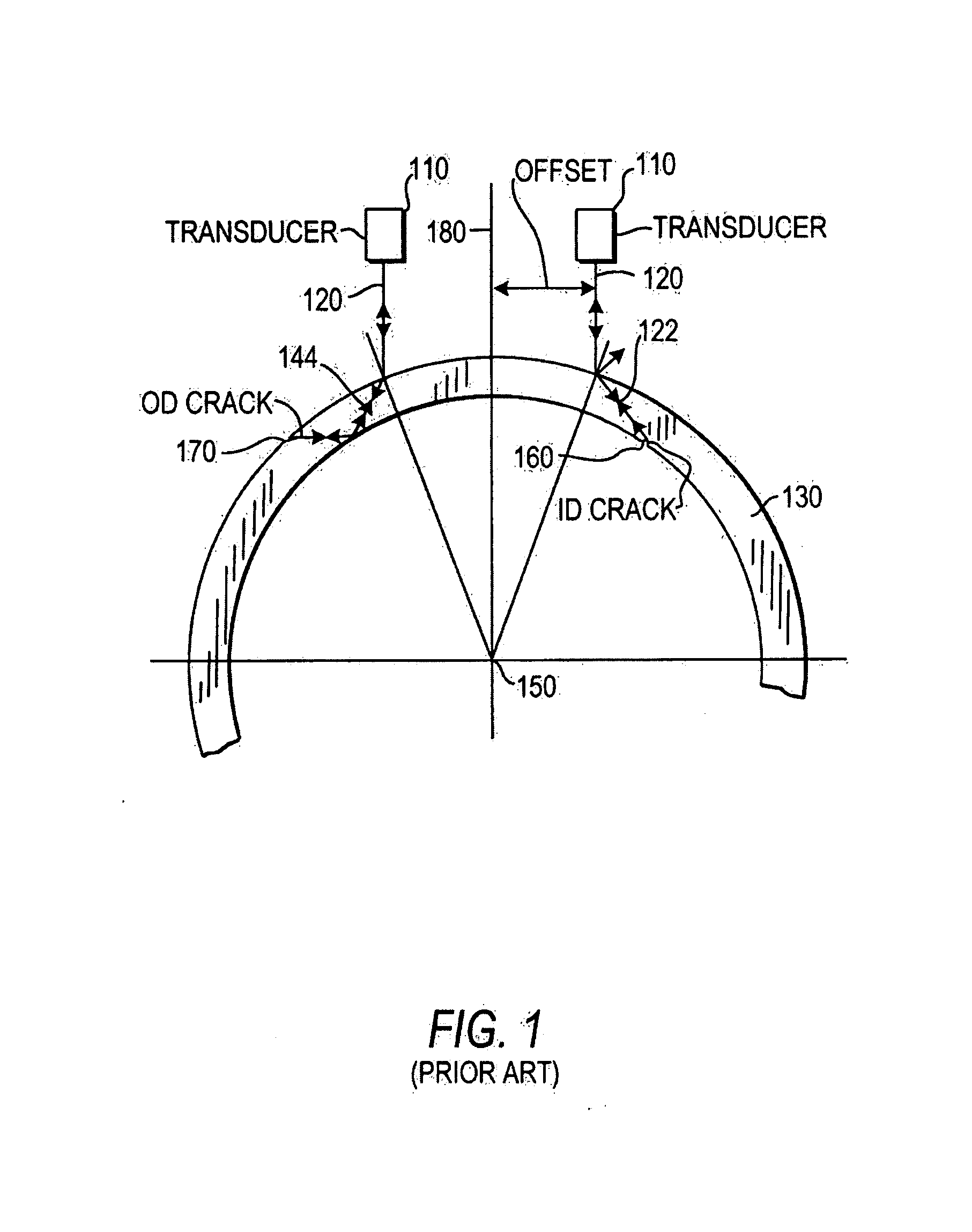 Oblique flaw detection using ultrasonic transducers