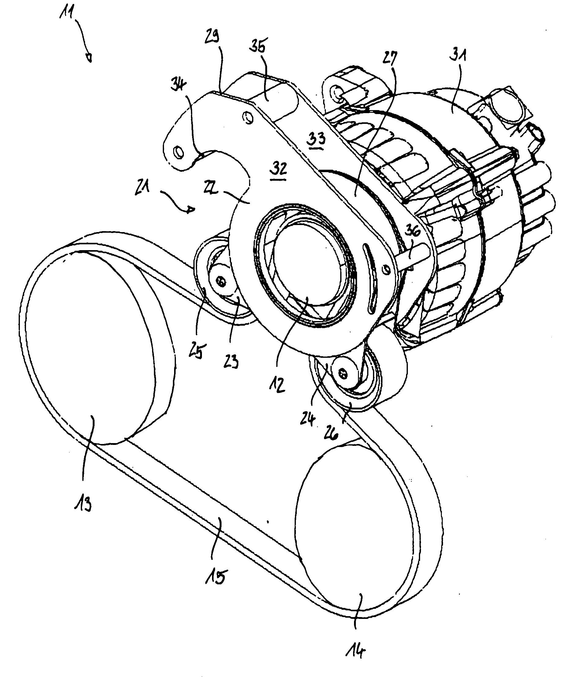 Belt tensioning device for being used with a starter generator