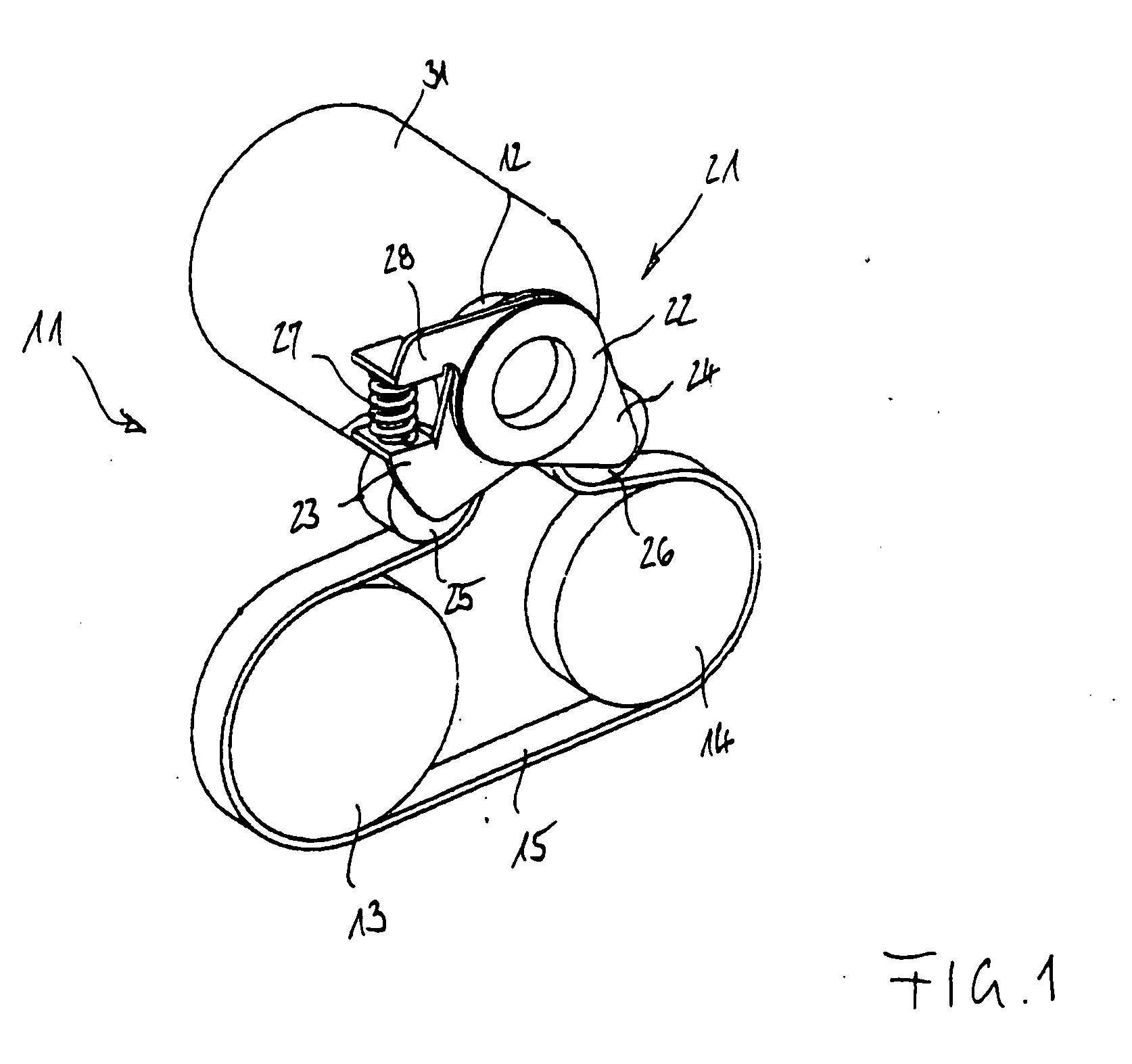 Belt tensioning device for being used with a starter generator