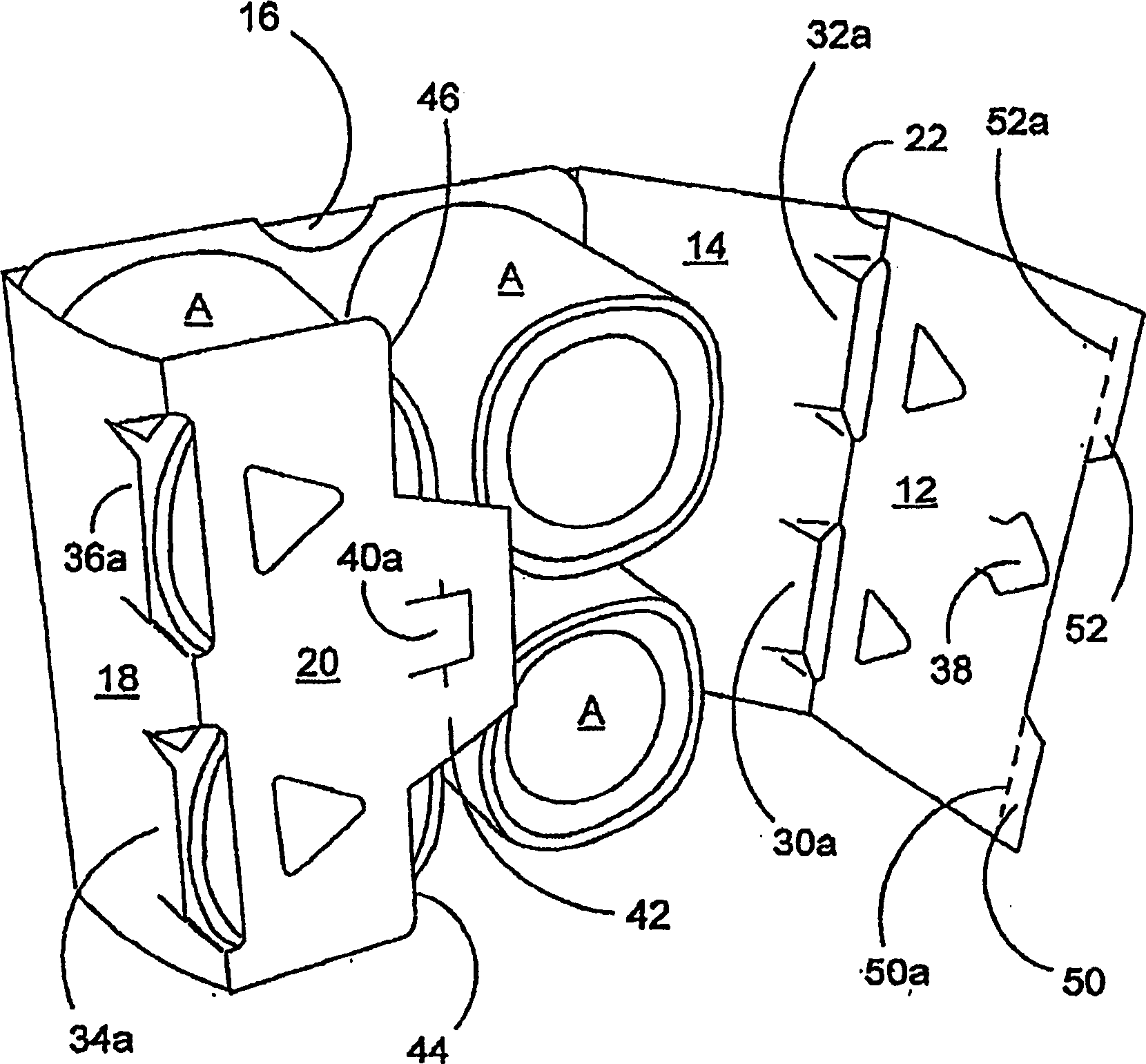 Carton with overlapped base panels and blank therefor