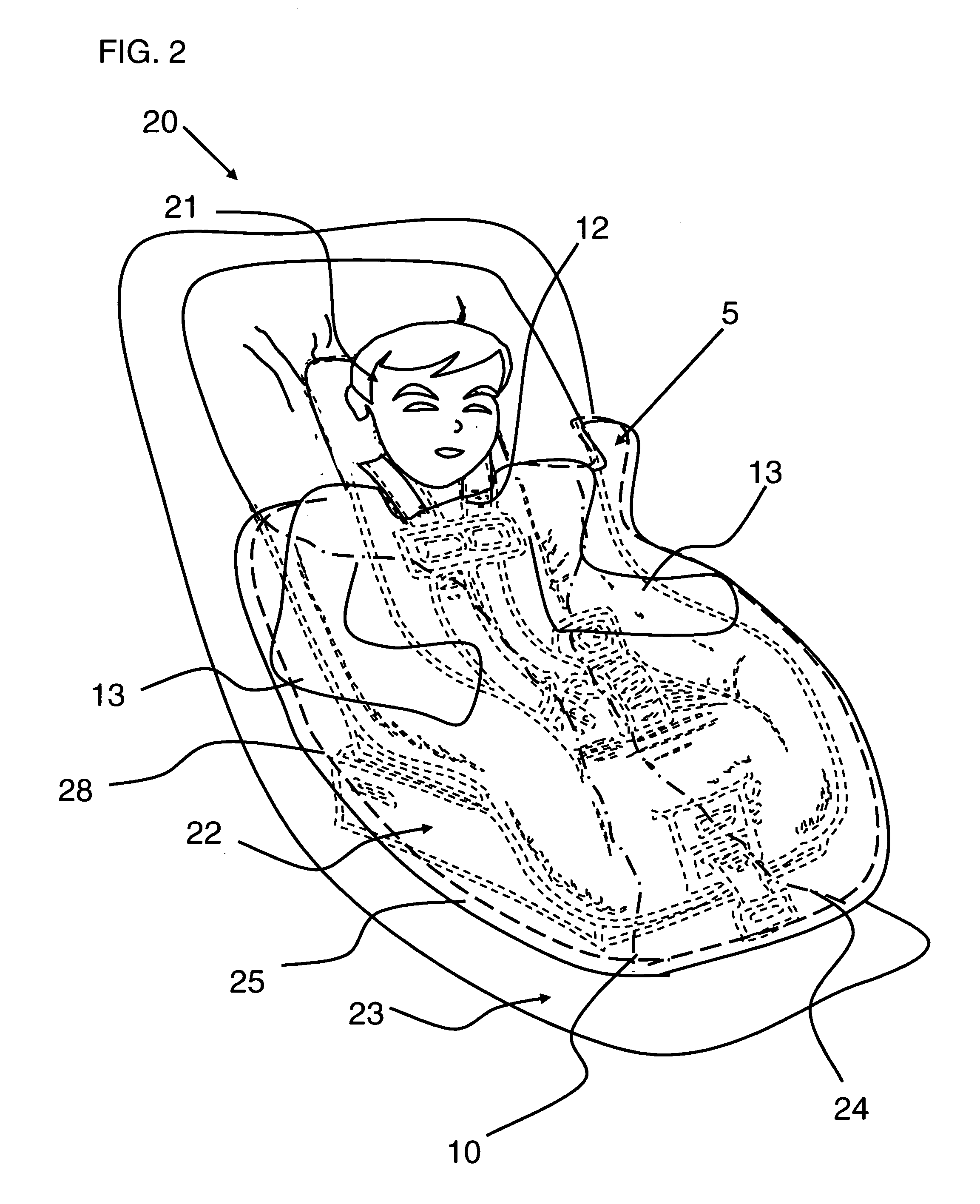 Blanket for placement upon an infant secured in a seat and method of use